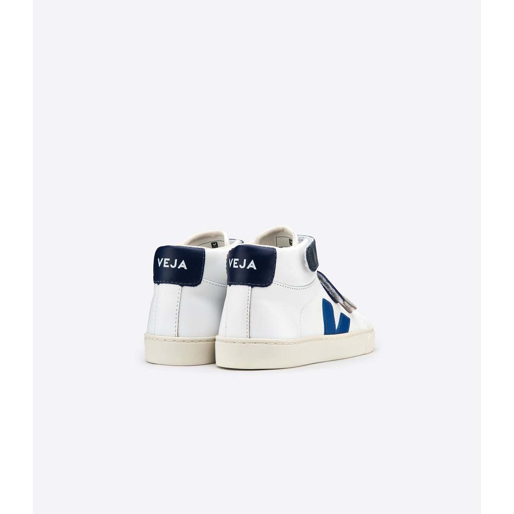 Veja ESPLAR MID LEATHER Hoog Kinderen White/Blue | BE 683YXF